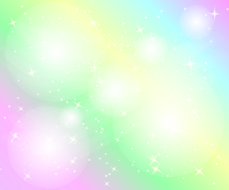 Unicorn rainbow background. Holographic sky in pastel color. Bright mermaid pattern in princess colors. Vector illustration. Fantasy gradient colorful backdrop with rainbow mesh.のイラスト素材
