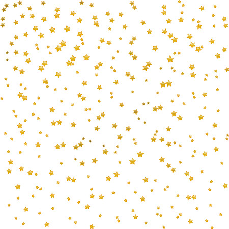 Gold Star Vector. Shine confetti pattern. Falling shiny stars. Golden Starry print. Simple design. Eps10.のイラスト素材