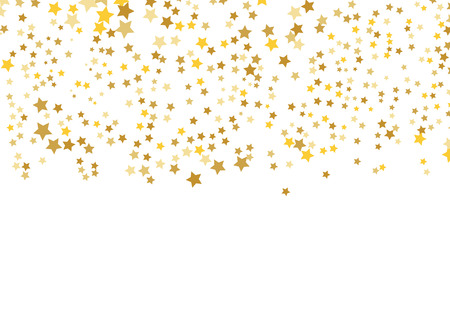Gold Star Vector. Shine confetti pattern. Falling shiny stars. Golden Starry print. Simple design. Eps10.の販売画像