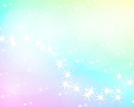 Unicorn rainbow background. Holographic sky in pastel color. Bright mermaid pattern in princess colors. Vector illustration. Fantasy gradient colorful backdrop with rainbow mesh.のイラスト素材