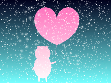 Love day background. ?ute little piggy. Pink Heart. Valentines day background.のイラスト素材