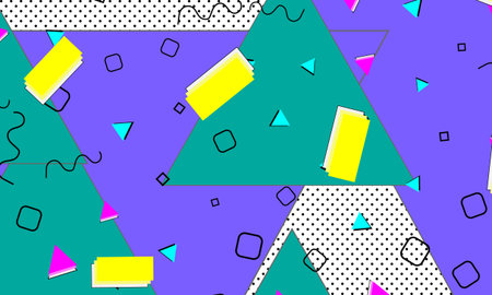 90s pattern. Memphis trend. Nineties pattern. Pop art color background. Vector Illustration. Hipster...
