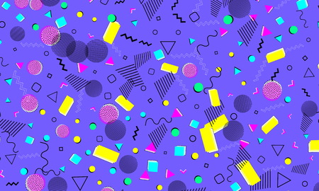 Abstract fun background. Baby pattern. Color dots. Hipster style 80s-90s. Funky abstract pattern. Geometric elements. Vector Illustration.のイラスト素材