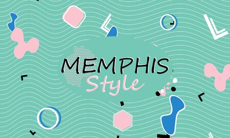 Memphis. 90s pattern. Geometric shapes background. Vector Illustration. Hipster style 80s-90s. Abstract colorful funky background.のイラスト素材