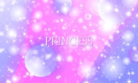 Princess background. Mermaid rainbow. Magic stars pink. Unicorn pattern. Fantasy galaxy. Fairytale graphics. Pink princess colors.のイラスト素材