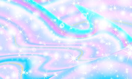 Fantasy universe. Fairy background. Vector illustration. Holographic magic stars. Unicorn pattern. Candy background.のイラスト素材