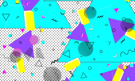 Fun Aqua Elements Pop Art Banner Hipster Template Yellow Cover