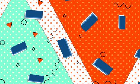 Abstract fun background. Memphis design. Colour shapes pattern. Vector Illustration.
