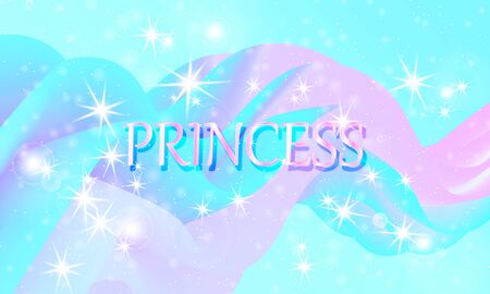 Princess background. Mermaid rainbow. Magic stars. Unicorn pattern. Fantasy galaxy. Fairytale princess colors.のイラスト素材