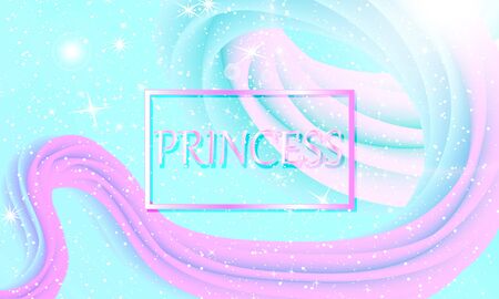 Princess background. Mermaid rainbow. Magic stars. Unicorn pattern. Fantasy galaxy. Fairytale princess colors.のイラスト素材