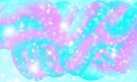 Princess background. Mermaid rainbow. Magic stars. Unicorn pattern. Fantasy galaxy. Fairytale princess colors.のイラスト素材