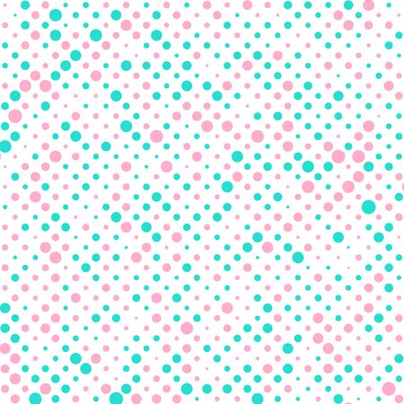 Baby pattern vector. Polka dot background. Cute design. Pink, blue colors. Eps10.のイラスト素材
