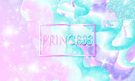 Princess background. Mermaid rainbow. Magic stars pink. Unicorn pattern. Fantasy galaxy. Fairytale print. Pink princess colors.のイラスト素材