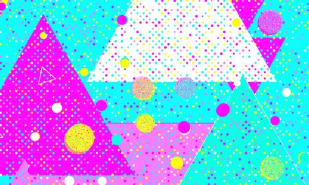 90s design. Geometric shapes background. Memphis pattern. Vector Illustration. Hipster style 80s-90s. Abstract colorful funky background.のイラスト素材