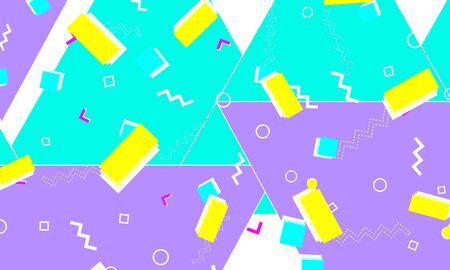 Memphis Pattern. Vector Illustration. Hipster Style 80s-90s. Fun Pattern. Abstract Colorful Funky Background.のイラスト素材