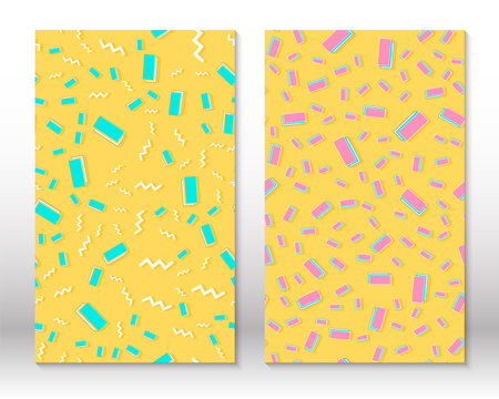 Set of Doodle Fun Seamless Patterns. Colorful Funky Background.