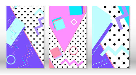 Set of memphis patterns. Abstract colorful fun background. Hipster style 80s-90s. Memphis elements. Vector.のイラスト素材