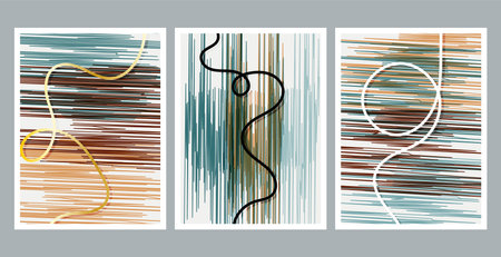 Modern abstract painting. Scribble effect. Set of fluid geometric shapes. Abstract hand drawn watercolor effect shapes. Home decor design. Modern art print.のイラスト素材