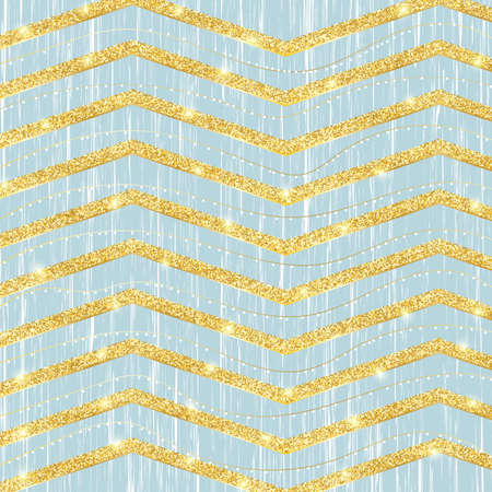 Golden glittering stripes. Chevron pattern, zig zag gold background. Vectorのイラスト素材