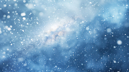 Sparkling stars and glowing particles in a mystical blue galaxyの素材