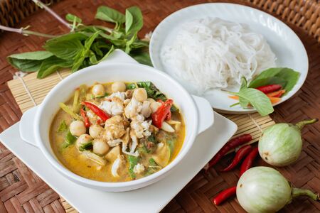 Green fish curry. Traditional food of thailand.の写真素材