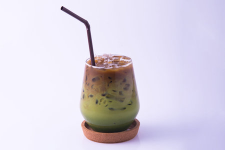 Green tea and on the white background.の写真素材