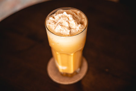 Ice tea. Beverage for summer with brick wall background.の写真素材