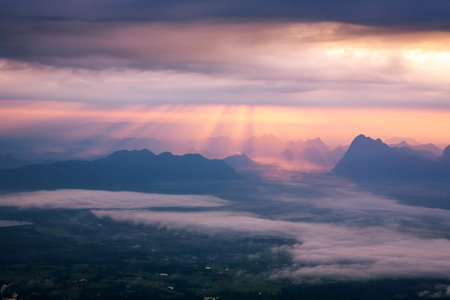 The mountain and beam from the sun at Thailand.