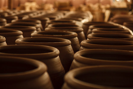 Thai culture. Traditional ceramic pottery from ratchaburi.の写真素材