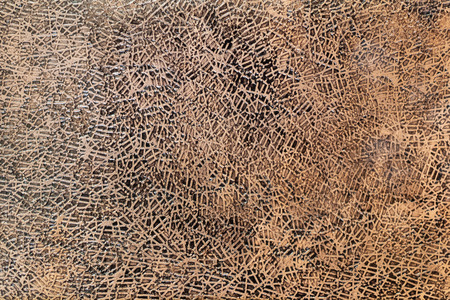 workshop of making the carved leather bag - texture of colored stamped leather surface of handbagの写真素材