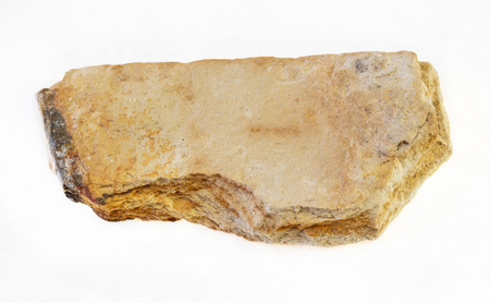 macro photography of natural mineral from geological collection - rough Shale stone on white backgroundの写真素材