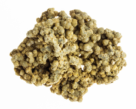 macro photography of natural mineral from geological collection - rough grape chalcedony stone on white backgroundの写真素材