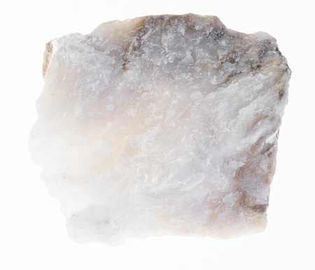macro photography of natural mineral from geological collection - rough Anhydrite stone on white backgroundの写真素材
