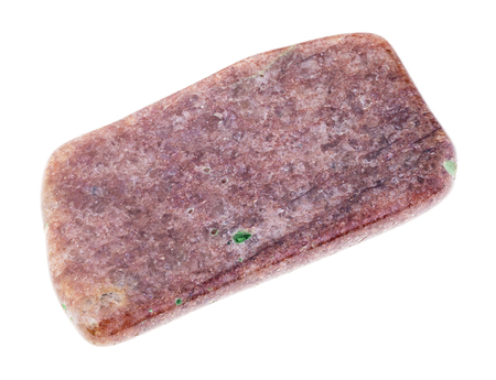 macro photography of natural mineral from geological collection - polished pink Aventurine stone on white backgroundの写真素材