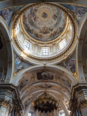 BERGAMO, ITALY - FEBRUARY 25, 2019: ceiling in Duomo Cathedral Cattedrale di Sant'Alessandro in Upper Town (Citta Alta) of Bergamo city, Lombardyのeditorial素材