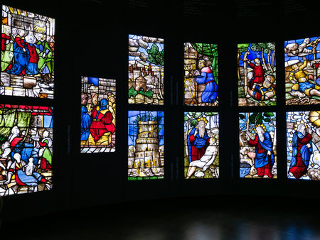 MILAN, ITALY - FEBRUARY 24, 2019: stained-glass windows in Grande Museo del Duomo di Milano ( Great Museum of the Milan Cathedral) housed inside the Palazzo Reale (Royal Palace) in Piazza del Duomoのeditorial素材