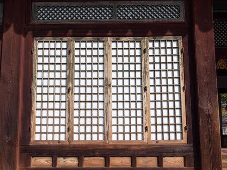 SEOUL, SOUTH KOREA - OCTOBER 31, 2019: closed window in Changgyeong Palace in Seoul city. The palace was built in the mid-15th century and it was renovated and enlarged in 1483のeditorial素材
