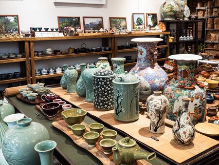 SEOUL, SOUTH KOREA - OCTOBER 31, 2019: local pottery in shop in Insadong neighborhood of Jongno-gu district of Seoul city. Seoul Special City is the capital and largest metropolis of South Koreaのeditorial素材