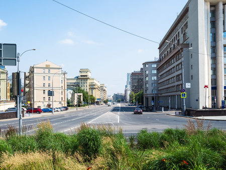MOSCOW, RUSSIA - JULY 12, 2020: view of Academician Sakharov Avenue (Prospekt Akademika Sakharova)...