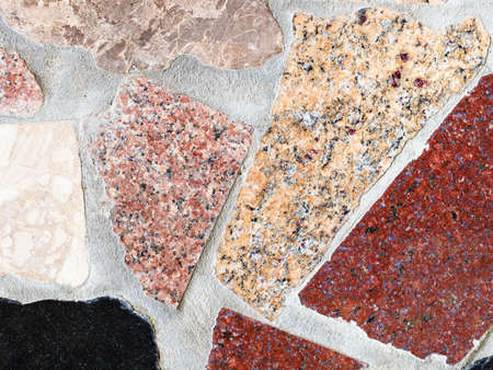 detail of wall from various polished granite piecesの写真素材