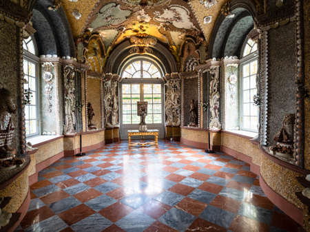 Moscow, Russia - May 7, 2021: interior of The Grotto house in Kuskovo estate in Moscow. Kuskovo was the summer country house and estate of the Sheremetev family, it was built in the 18th centuryのeditorial素材