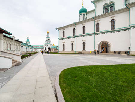 Istra, Moscow Region, Russia - May 6, 2021: view of courtyard of New Jerusalem Monastery on cloudy day. The monastery was founded in 1656のeditorial素材