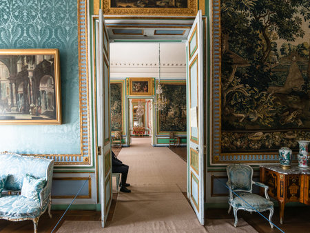 Moscow, Russia - May 7, 2021: halls of The Palace in Kuskovo estate in Moscow city. Kuskovo was the...