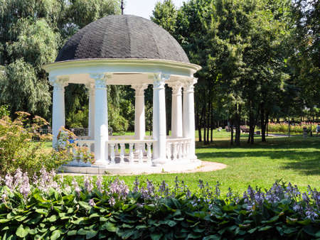 Moscow, Russia - 11 July 2021: rotunda in Ekaterinsky park in Moscow city on sunny summer day. Park has the status of natural city complex and monument of gardening artのeditorial素材