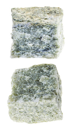 set of quartz-mica schist stones cutout on white backgroundの写真素材