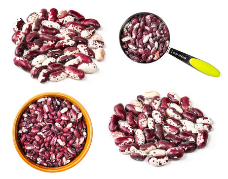 set of red rajma beans cutout on white background