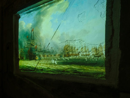 Gatchina, Russia - May 15, 2022: wall of Chesme Gallery in Great Gatchina Palace. Gatchina Palace...