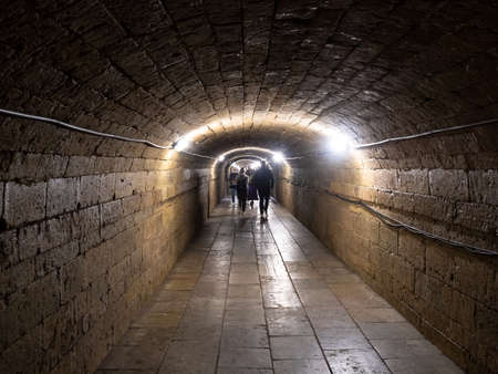 Gatchina, Russia - May 15, 2022: visitors in tunnel in Great Gatchina Palace. Gatchina Palace received UNESCO World Heritage Site status in 1990のeditorial素材