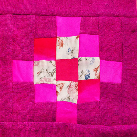 hand-crafted square part for pathcwork fabric close up