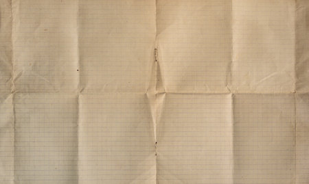 panoramic paper background - unfolded spread of old squared paper from a mid-twentieth century notebookの写真素材